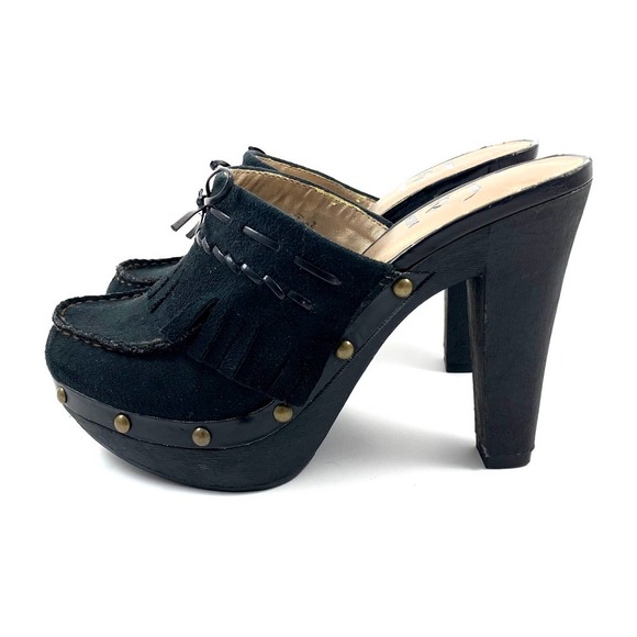 90's vintage L.E.I platform Mary Jane black tassel clogs - Picture 10 of 11